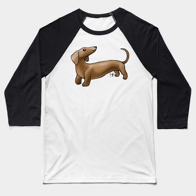 Dog - Smooth Haired Dachshund - Brown Baseball T-Shirt by Jen's Dogs Custom Gifts and Designs